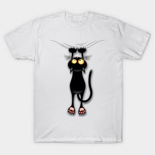 Fun Black Cat Falling Down T-Shirt